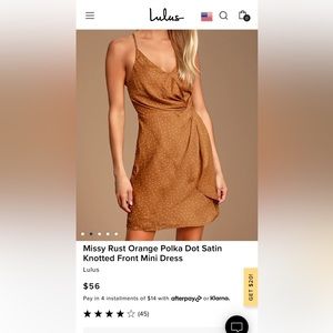 Lulus Rust Orange Polka Dot Satin Mini Dress